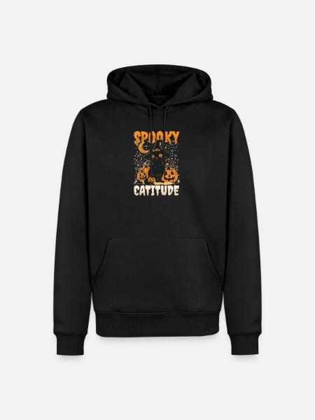 Halloween Chat Spooky Catitude - Sweat à capuche Premium bio Homme - noir