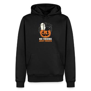 Chat d’Halloween Pas de tours, juste des friandises - Sweat à capuche Premium bio Homme - noir - Devant - Nico (187cm)