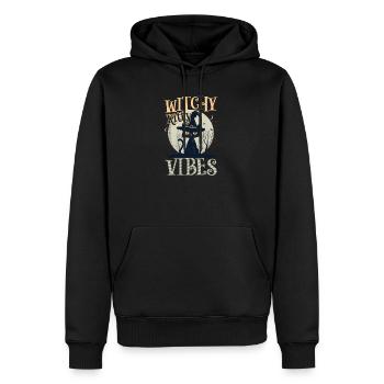 Halloween Chat Sorcière Kitty Vibes - Sweat à capuche Premium bio Homme - noir - Devant - Nico (187cm)