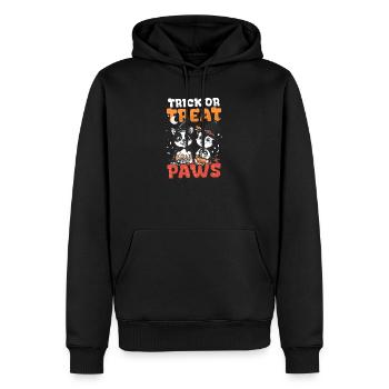 Halloween chien tour ou friandise pattes - Sweat à capuche Premium bio Homme - noir - Devant - Nico (187cm)