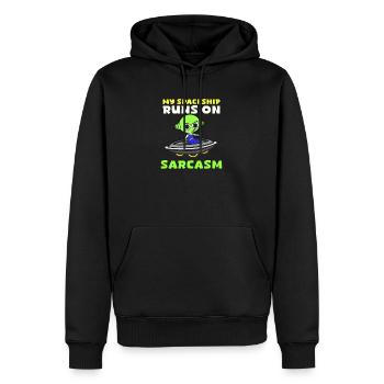 Le vaisseau spatial Alien Abduction fonctionne sur le sarcasme - Sweat à capuche Premium bio Homme - noir - Devant - Nico (187cm)