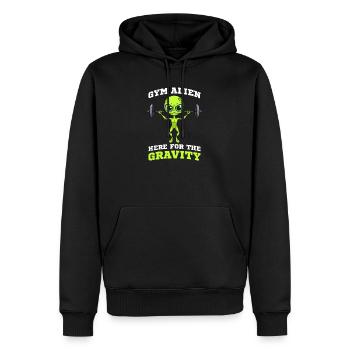 Alien Entführung Gym Alien Hier Für Die Schwerkraft - Männer Premium Bio Hoodie - Schwarz - Vorne - Nico (187cm)