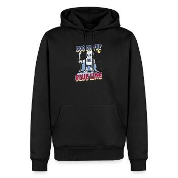 Hockey sur glace d’Halloween Boo sur la ligne bleue - Sweat à capuche Premium bio Homme - noir - Devant - Nico (187cm)