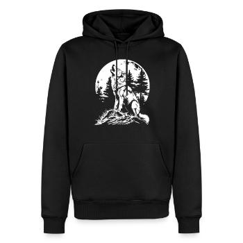 Wolf Moon Forest - Men’s Premium Organic Hoodie - black - Front - Nico (187cm)