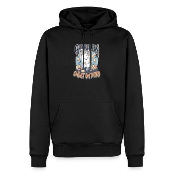 Halloween-Baseball-Ghoul an erster, Geist an dritter Stelle - Männer Premium Bio Hoodie - Schwarz - Vorne - Nico (187cm)