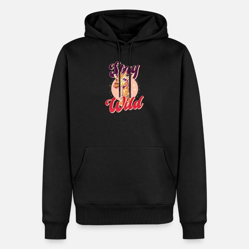 Giraffe bleibt wild - Männer Premium Bio Hoodie - Schwarz