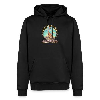 Girafe tête et épaules au-dessus du reste - Sweat à capuche Premium bio Homme - noir - Devant - Nico (187cm)