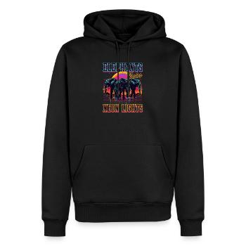 Elefantenelefanten unter Neonlichtern - Männer Premium Bio Hoodie - Schwarz - Vorne - Nico (187cm)