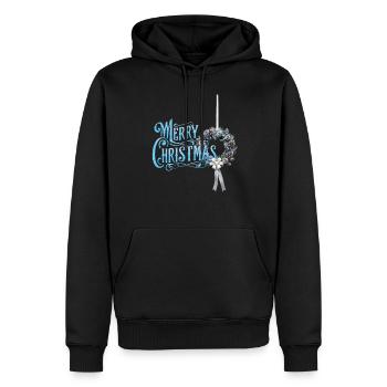 Joyeux Noël neige Noël Vacances - Sweat à capuche Premium bio Homme - noir - Devant - Nico (187cm)