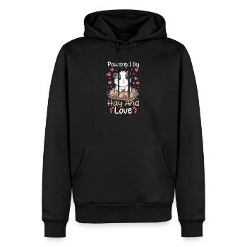 Meerschweinchen Angetrieben von Heu und Liebe - Männer Premium Bio Hoodie - Schwarz - Vorne - Nico (187cm)