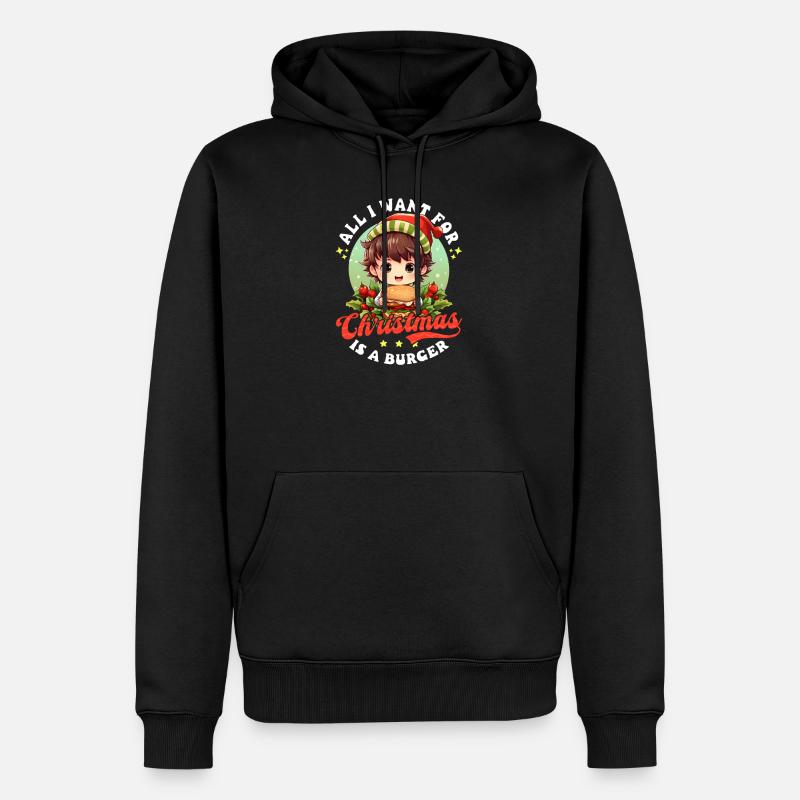 Burger Noël Want Is Burger - Sweat à capuche Premium bio Homme - noir