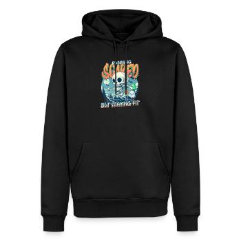 Un coureur d’Halloween court effrayé mais reste en forme - Sweat à capuche Premium bio Homme - noir - Devant - Nico (187cm)