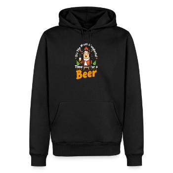 Renne de Noël : l’heure de la bière - Sweat à capuche Premium bio Homme - noir - Devant - Nico (187cm)