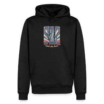 VA Krankenschwester VA Krankenschwester: Ehre, Fürsorge, Dienst - Männer Premium Bio Hoodie - Schwarz - Vorne - Nico (187cm)