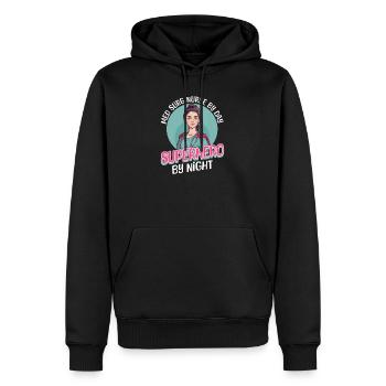 Infirmière en chirurgie médicale Infirmière le jour, super-héros la nuit - Sweat à capuche Premium bio Homme - noir - Devant - Nico (187cm)