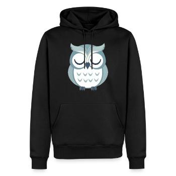 Verschlafene graue Eule sitzt auf Ast - Männer Premium Bio Hoodie - Schwarz - Vorne - Nico (187cm)