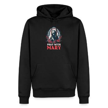 Jungfrau Maria Bete mit Maria - Männer Premium Bio Hoodie - Schwarz - Vorne - Nico (187cm)