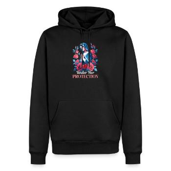 Die Jungfrau Maria unter ihrem Schutz - Männer Premium Bio Hoodie - Schwarz - Vorne - Nico (187cm)
