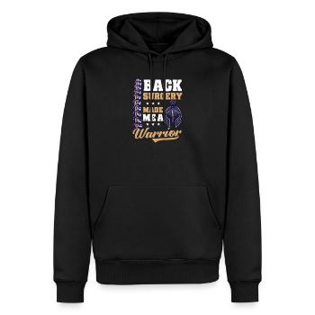 Rückenchirurgie Die Rückenoperation hat mich zum Krieger gemacht - Männer Premium Bio Hoodie - Schwarz - Vorne - Nico (187cm)