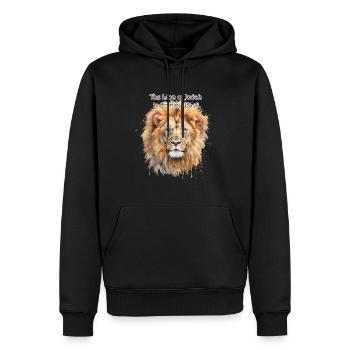 Der Löwe von Juda kommt zurück - Männer Premium Bio Hoodie - Schwarz - Vorne - Nico (187cm)