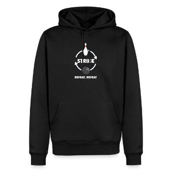 Bowling Strike, répéter, répéter - Sweat à capuche Premium bio Homme - noir - Devant - Nico (187cm)