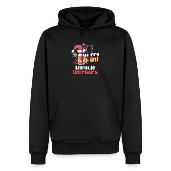 Noël joyeux de l’USIN, faiseurs de miracles - Sweat à capuche Premium bio Homme - noir - Devant - Nico (187cm)