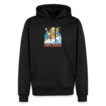 Dinosaurier-Weihnachten flitzt durch den Schneesaurus - Männer Premium Bio Hoodie - Schwarz - Vorne - Nico (187cm)