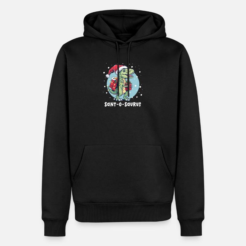 Dinosaure Noël Sant-O-Saurus - Sweat à capuche Premium bio Homme - noir
