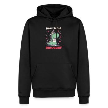 Dinosaurier-Weihnachten Lieber Weihnachtsmann, bring einen Dinosaurier mit - Männer Premium Bio Hoodie - Schwarz - Vorne - Nico (187cm)
