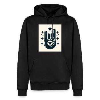 Rock On Hand-Geste mit den Stars - Männer Premium Bio Hoodie - Schwarz - Vorne - Nico (187cm)
