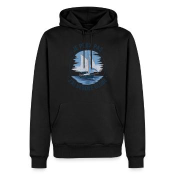 vendee voilier - Sweat à capuche Premium bio Homme - noir - Devant - Nico (187cm)