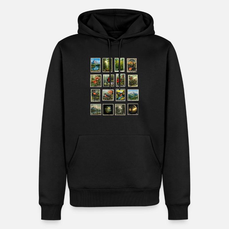 Les timbres-poste aident la nature - Sweat à capuche Premium bio Homme - noir