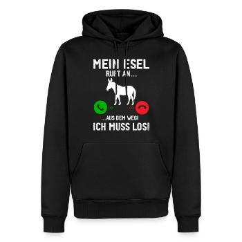 Mon âne m’appelle, il faut que j’y aille ! - Sweat à capuche Premium bio Homme - noir - Devant - Nico (187cm)