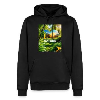 Nature - Männer Premium Bio Hoodie - Schwarz - Vorne - Nico (187cm)