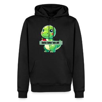 Gotta tame em all! T-Rex - Männer Premium Bio Hoodie - Schwarz - Vorne - Nico (187cm)