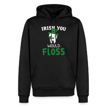 Dental Hygiene Cute Teeth Irish You Would Floss - Sweat à capuche Premium bio Homme - noir - Devant - Nico (187cm)