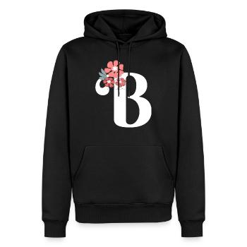Buchstabe b Minimalistische Blumen - Männer Premium Bio Hoodie - Schwarz - Vorne - Nico (187cm)