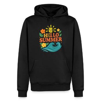 hello summer | Sommer Design - Männer Premium Bio Hoodie - Schwarz - Vorne - Nico (187cm)