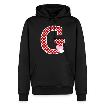 Buchstabe g Herz - Männer Premium Bio Hoodie - Schwarz - Vorne - Nico (187cm)