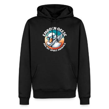 Dictons drôles d’Emdengans - Sweat à capuche Premium bio Homme - noir - Devant - Nico (187cm)