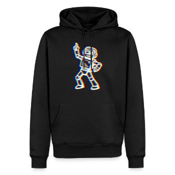 Glitch Bot – Dein Beat! - Männer Premium Bio Hoodie - Schwarz - Vorne - Nico (187cm)