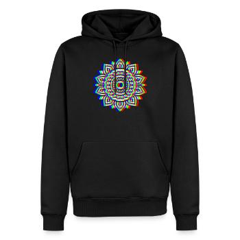 Glitch Mandala – Spirit Design - Männer Premium Bio Hoodie - Schwarz - Vorne - Nico (187cm)
