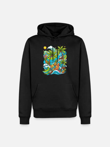 Tropical holiday pattern - Men’s Premium Organic Hoodie - black
