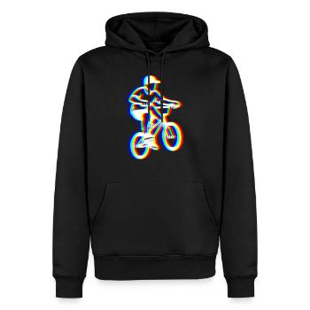 Glitch BMX – Extreme Fahrt - Männer Premium Bio Hoodie - Schwarz - Vorne - Nico (187cm)