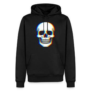 Crâne Glitch - Cyber Art - Sweat à capuche Premium bio Homme - noir - Devant - Nico (187cm)