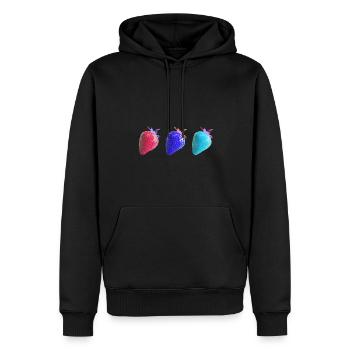 Fraises colorées, pop, œuvres d’art, fraise blanche - Sweat à capuche Premium bio Homme - noir - Devant - Nico (187cm)