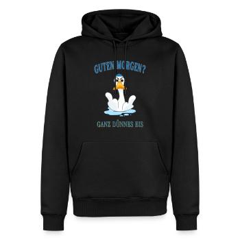 Guten Morgen? Ganz dünnes Eis. - Männer Premium Bio Hoodie - Schwarz - Vorne - Nico (187cm)