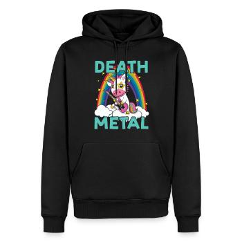 Metal Musik Liebhaber Gitarre Regenbogen Einhorn Rocker - Männer Premium Bio Hoodie - Schwarz - Vorne - Nico (187cm)