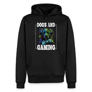 Chiens et jeux Hunde Gamer Controller Zocken - Sweat à capuche Premium bio Homme - noir - Devant - Nico (187cm)