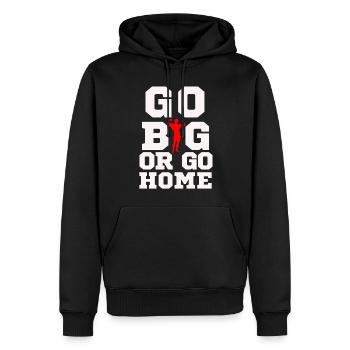 Go Big! - Männer Premium Bio Hoodie - Schwarz - Vorne - Nico (187cm)